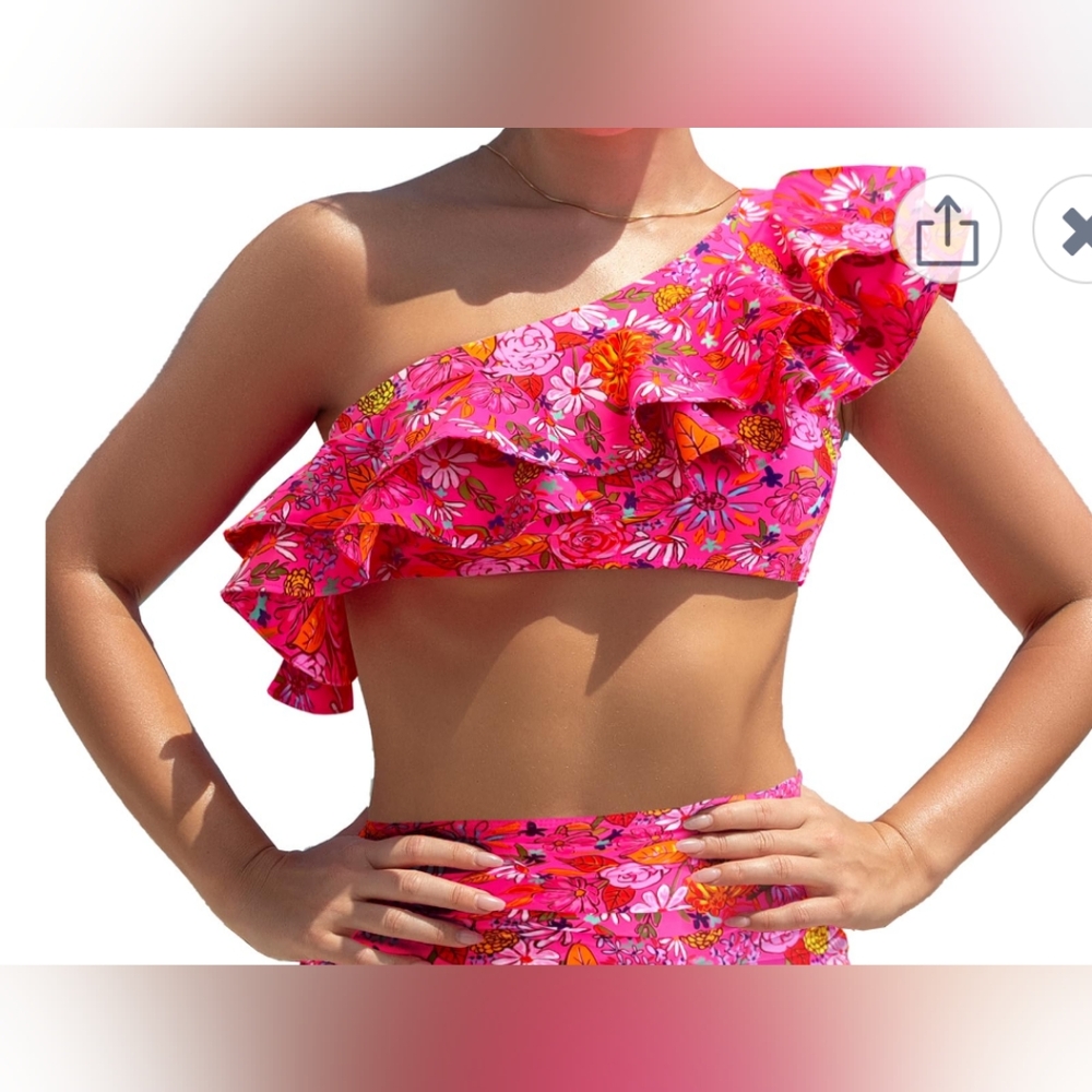 Floral One-Shoulder Bikini Top